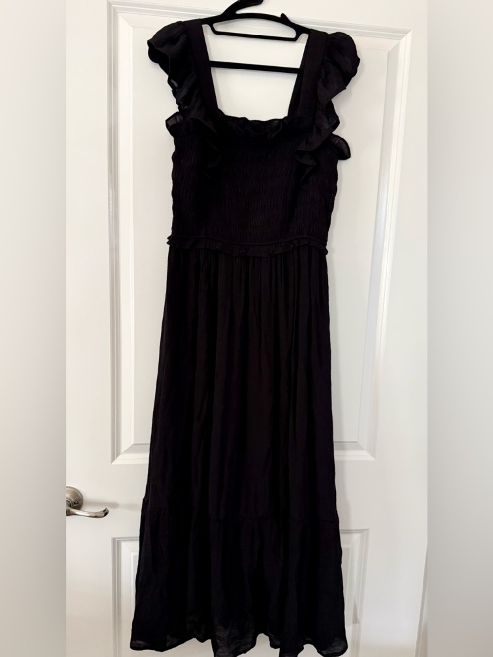 Black Midi Dress with Ruffle Straps